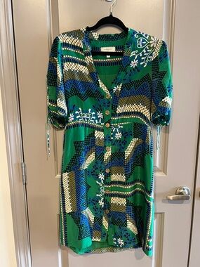 ANTHROPOLOGIE Moulinette Soeurs Silk Rainforest Morning Shirt Dress